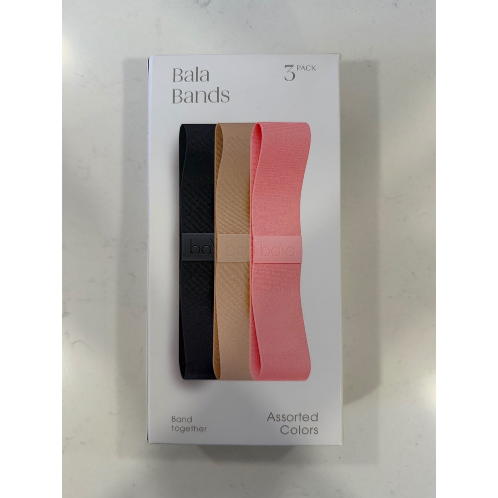 Bala Bands 3 Pack Resistance Loop Set Lite Medium Heavy Pink Tan Black NIB